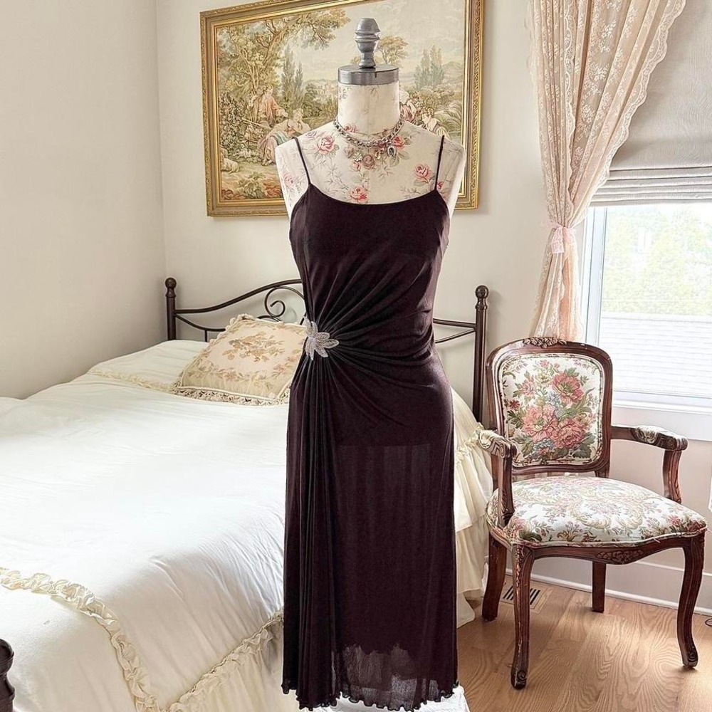 brown fairy‎ midi dress  80s Funky size 9 brown midi dress